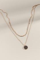 Francesca's Maris Pav Stone Coin Layered Necklace - Hematite