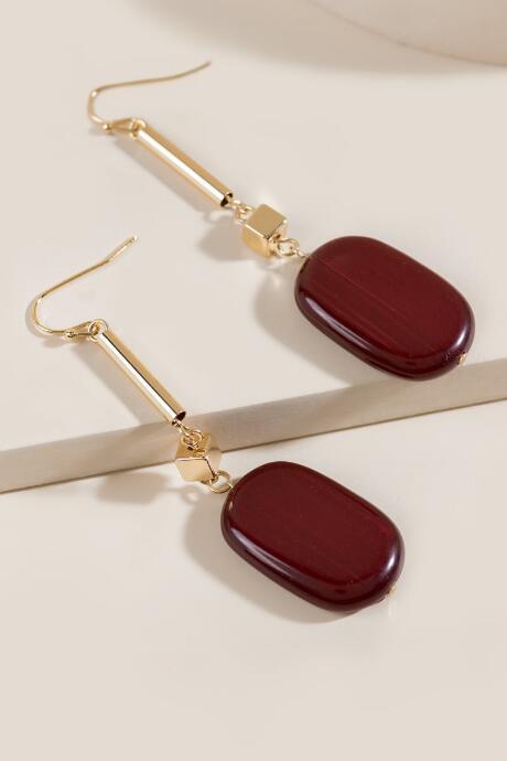 Francesca's Rylie Oval Drop Earrings - Burgundy