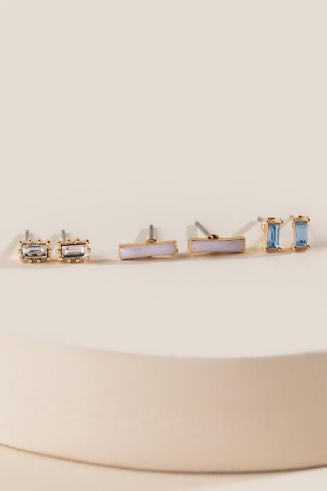 Francesca Inchess Prim Delicate Baguette Stud Set - Lavender