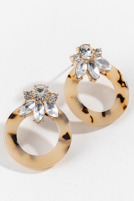 Francesca Inchess Jennifer Crystal Circle Drop Earrings - Tortoise