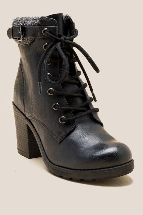 Mia Jonel Sweater Trim Hiker Boot - Black