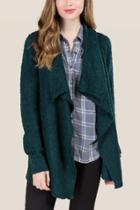 Alya Leigh Drape Boucle Sweater Wrap - Dark Olive