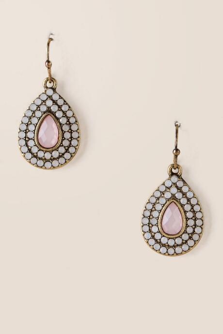 Francesca's Francine Teardrop Earring In Blush - Blush
