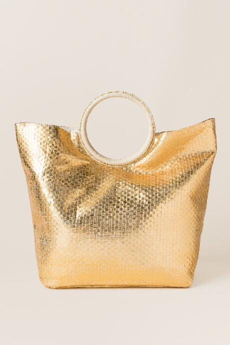 Francesca's Jillian Gold Beach Tote - Gold