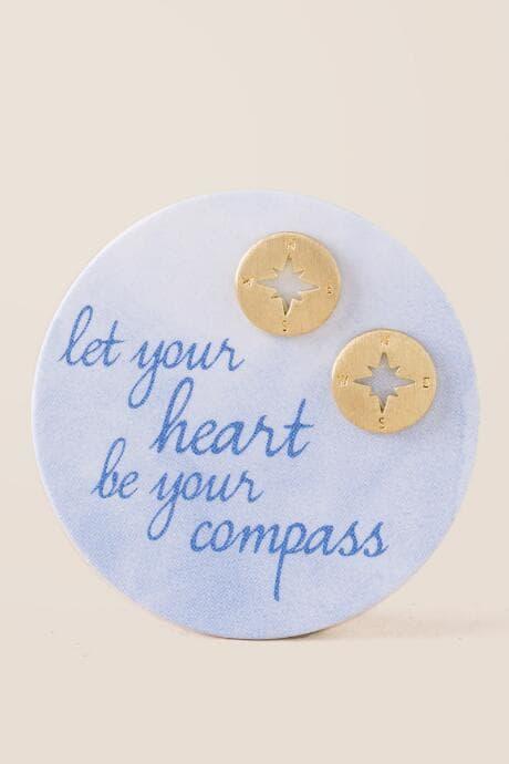 Francesca's Compass Stud Earring - Gold