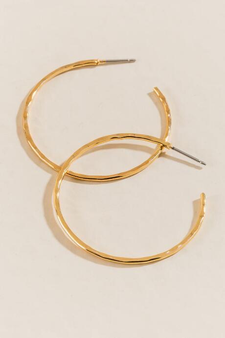 Francesca's Ernesta Hammered Hoop Earrings - Gold