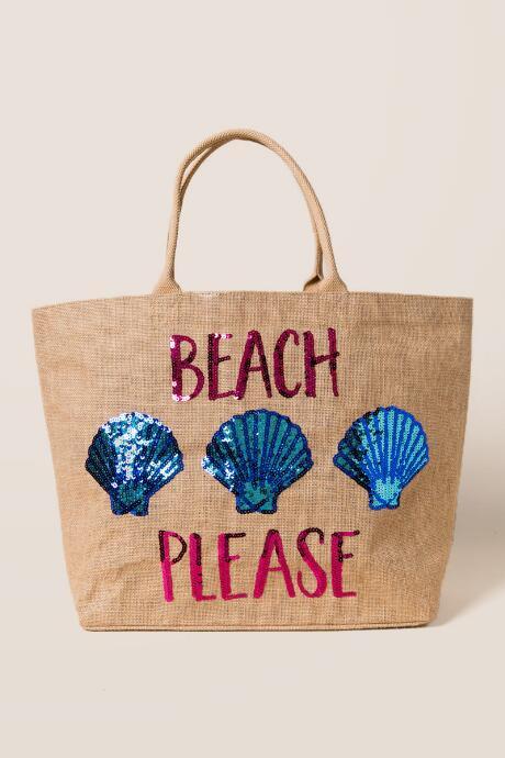 Francesca Inchess Beach Please Sequin Tote - Natural