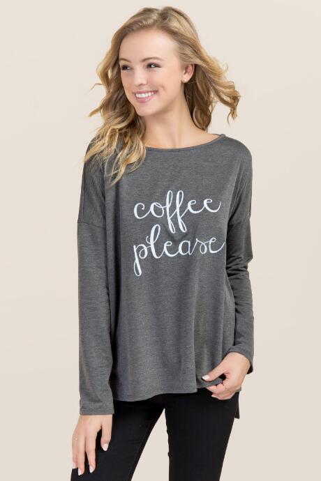 Ayla Poppy Coffee Please Sweatshirt - Heather Gray