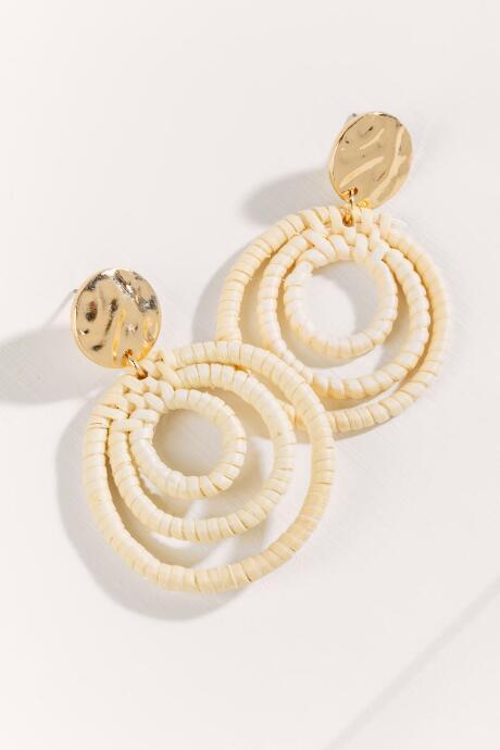 Francesca's Morgan Rattan Circle Drop Earrings - Natural