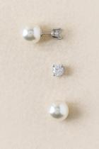 Francesca's Verena Cubic Zirconia Pearl Stud Earring - Crystal