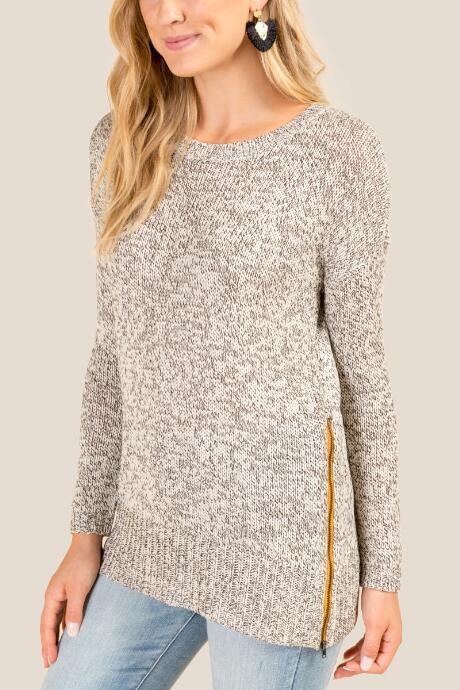 Francesca Inchess Gia Side Zip Sweater - Heather Gray