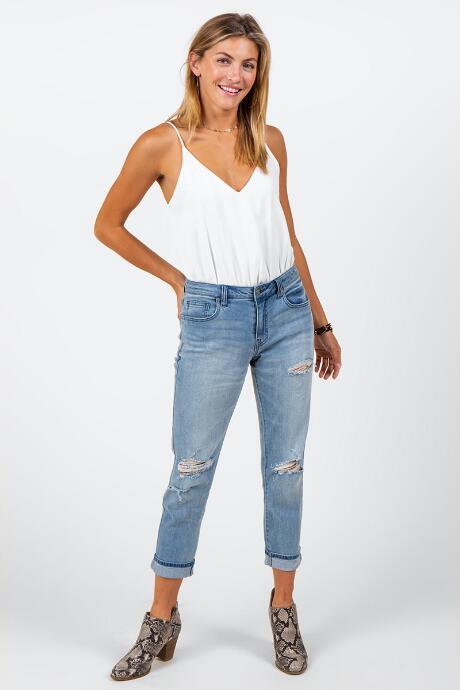 Francesca's Tarrah Mid Rise Girlfriend Jeans - Medium Wash
