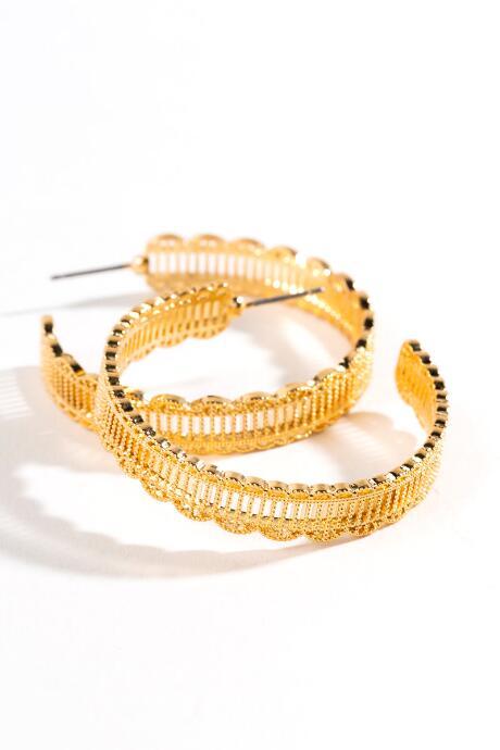 Francesca's Julia Filigree Scalloped Hoops - Gold
