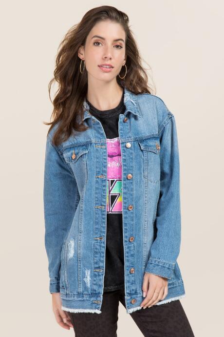 Mi Ami Leanna Oversized Denim Jacket - Medium Wash