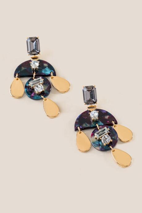 Francesca's Robbi Embellished Drop Earrings - Purple