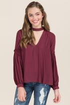 Blue Rain Callista Poet Sleeve Gigi Blouse - Wine