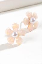 Francesca's Fannie Floral Pearl Stud Earring - Blush