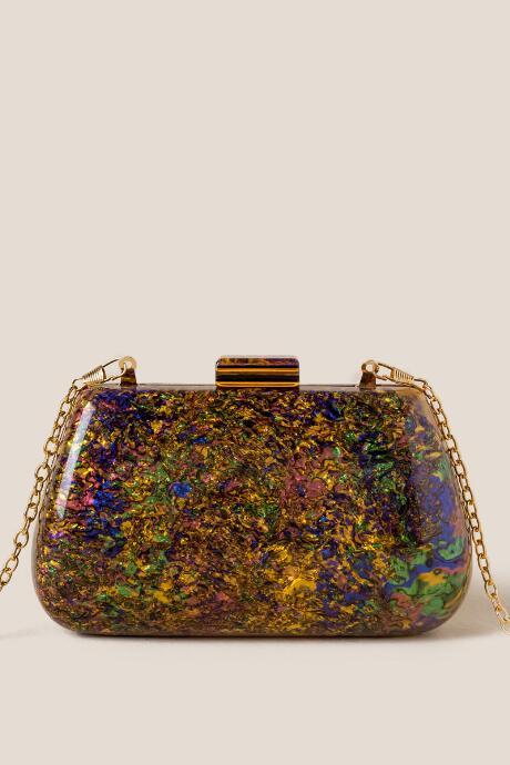 Francesca's Jennifer Marbled Hard Case Clutch - Multi