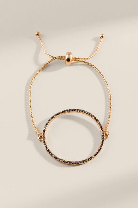 Francesca's Alaina Open Circle Pull Tie Bracelet - Hematite