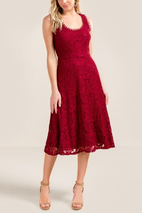 Francesca Inchess Iris Lace Midi Dress - Brick