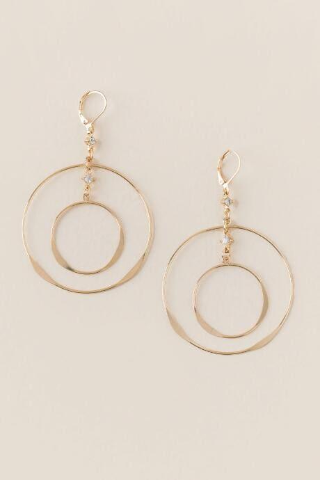 Francesca's Clare Double Circle Drop Earring - Gold