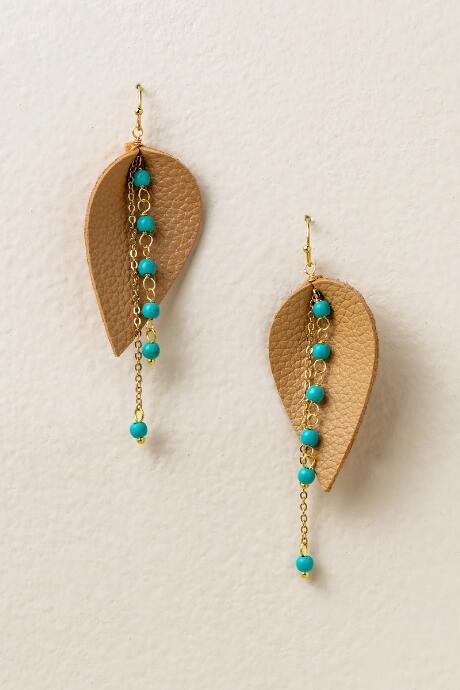 Francesca's Spencer Leather Earrings - Turquoise