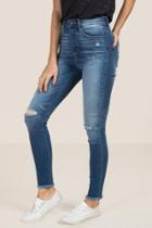 Francesca's Hayes High Rise Knee Slit Jeans - Medium Wash