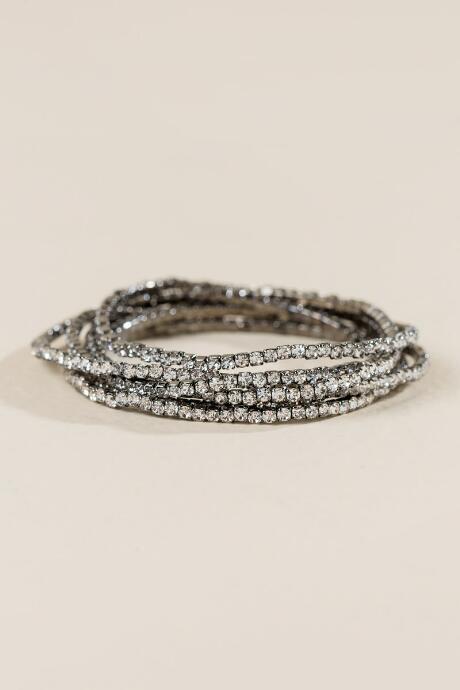 Francesca's Ashley Crystal Stretch Bracelet Set - Crystal