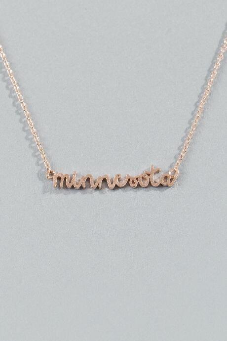Francesca's Minnesota Script Pendant In Rose Gold - Rose/gold