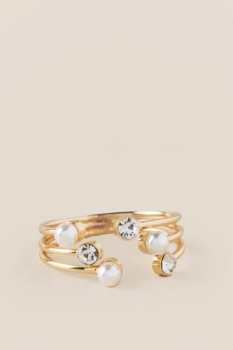 Francesca's Brooklyn Pearl And Crystal Burst Ring - Pearl