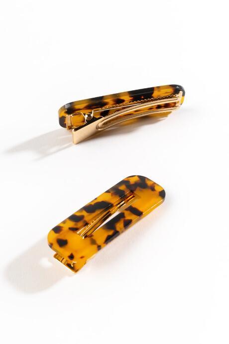 Francesca's Ivana 2pk Milky Tort Barrettes - Amber