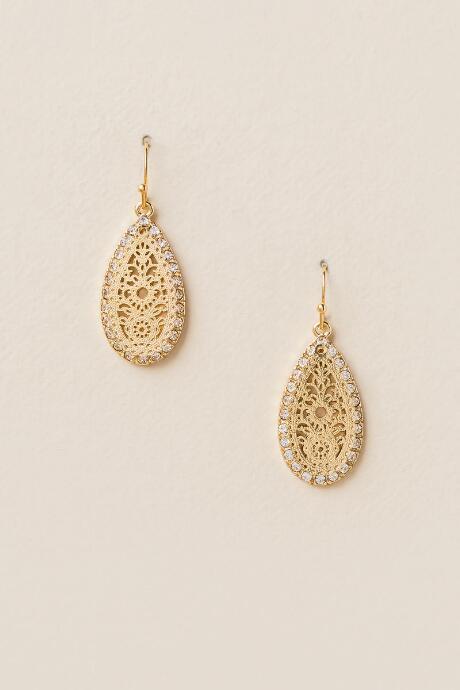 Francesca's Arcadia Small Filigree Teardrop Earring - Gold