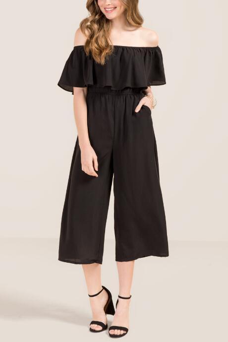 Francesca Inchess Lyla Off Shoulder Jumpsuit - Black