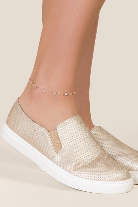 Francesca's Aria Delicate Cubic Zirconia Anklet In Rose Gold - Rose/gold