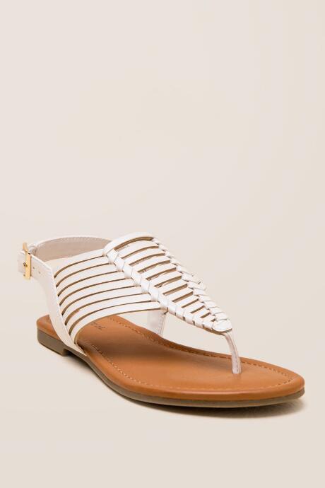 Francesca Inchess Indigo Rd Lobbi Woven T-strap Sandal - Ivory