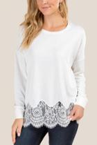 Francesca's Aly Lace Trim Scoop Neck Top - Ivory