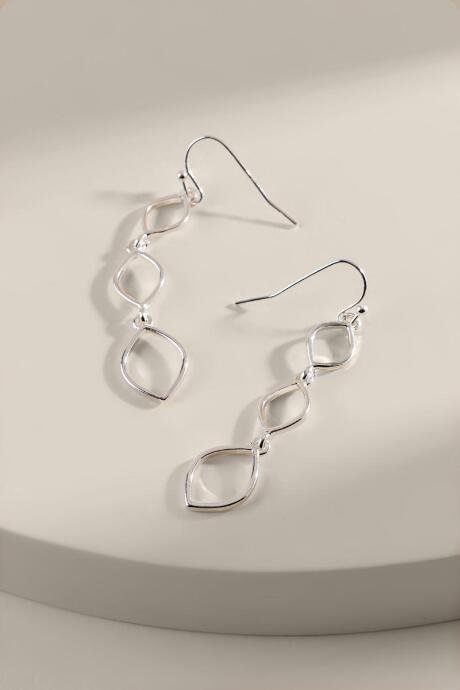 Francesca's Jill Open Diamond Link Earrings - Silver