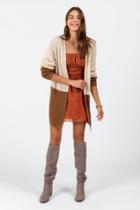 Francesca's Octavia Lace-up Cardigan - Brown