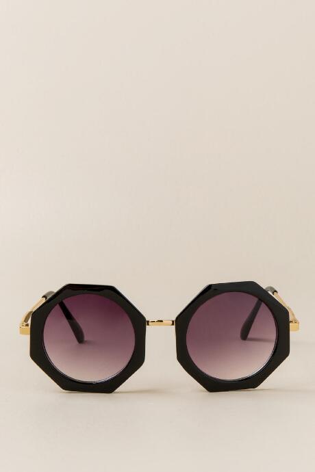 Francesca's Gwen Geometric Sunglasses - Black
