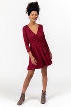 Francesca's Katarine Ruffle Wrap Dress - Red