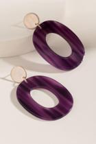 Francesca's Madeline Marbled Resin Oval Drop Earrings - Purple
