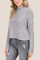 Francesca's Lars Contrast Stitch Turtle Neck Sweater - Gray
