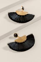Francesca's Julissa Tasseled Fan Drop Earrings - Black
