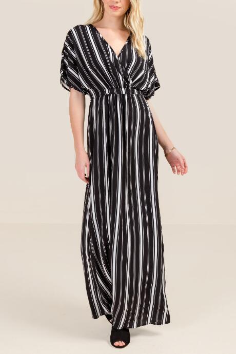 Francesca's Daniela Striped Maxi Dress - Black