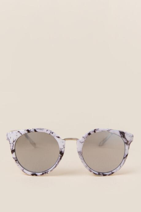 Francesca's Tilden Round Sunglasses - Black/white