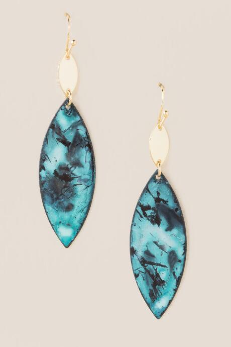 Francesca's Ivy Patina Drop Earrings - Turquoise