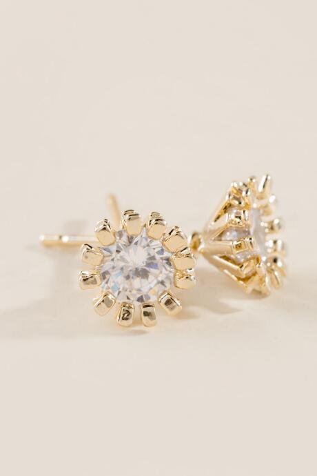 Francesca's Paula Cubic Zirconia Flower Stud Earrings - Crystal