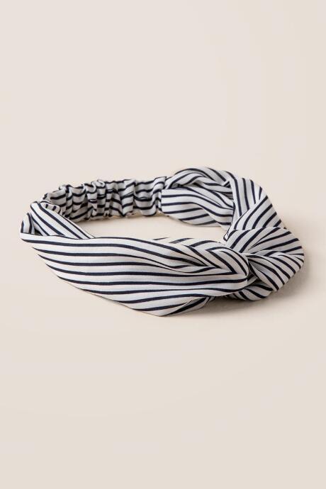 Francesca's Delilah Striped Headwrap - Navy