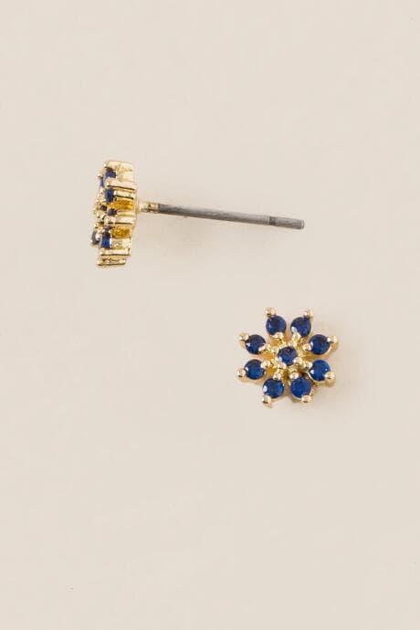 Francesca's Kia Flower Stud Earring In Navy - Blue