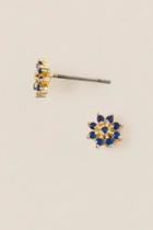 Francesca's Kia Flower Stud Earring In Navy - Blue